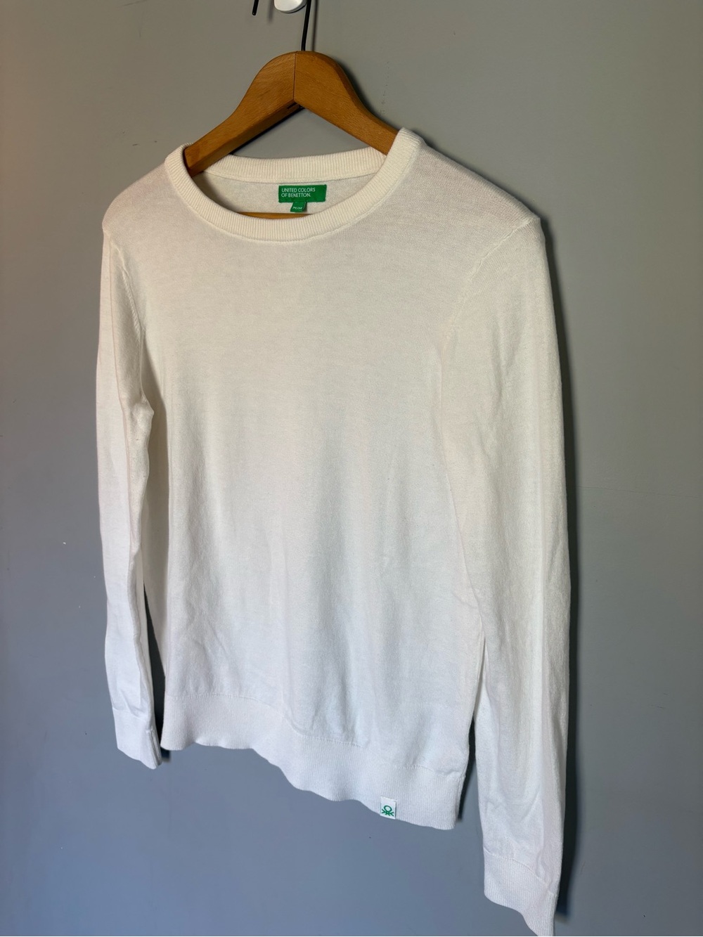United Colors of Benetton White Crew Neck Knit Sweater